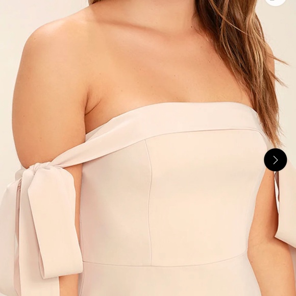 Lulus Keepsake Another World Beige Off-the-Shoulder Dress - Size M - Picture 4 of 6